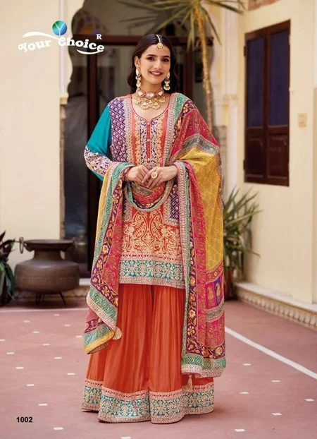 Venice By Your Choice Heavy Chinon Readymade Sharara Suits

